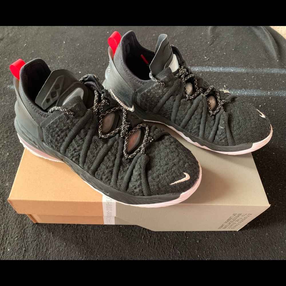 Nike LeBron XVIII 18 size 5.5Y, black, white, university red, like new w/box